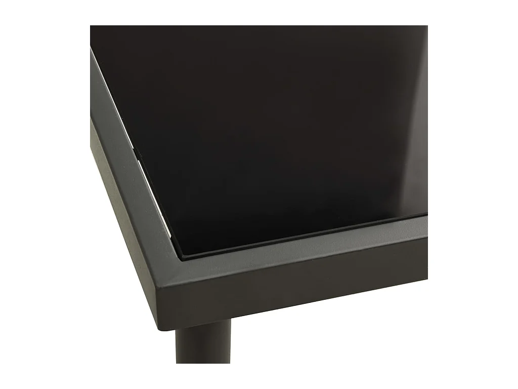 Antracietkleurige eettafel voor buiten 80x80x72 cm glas en staal