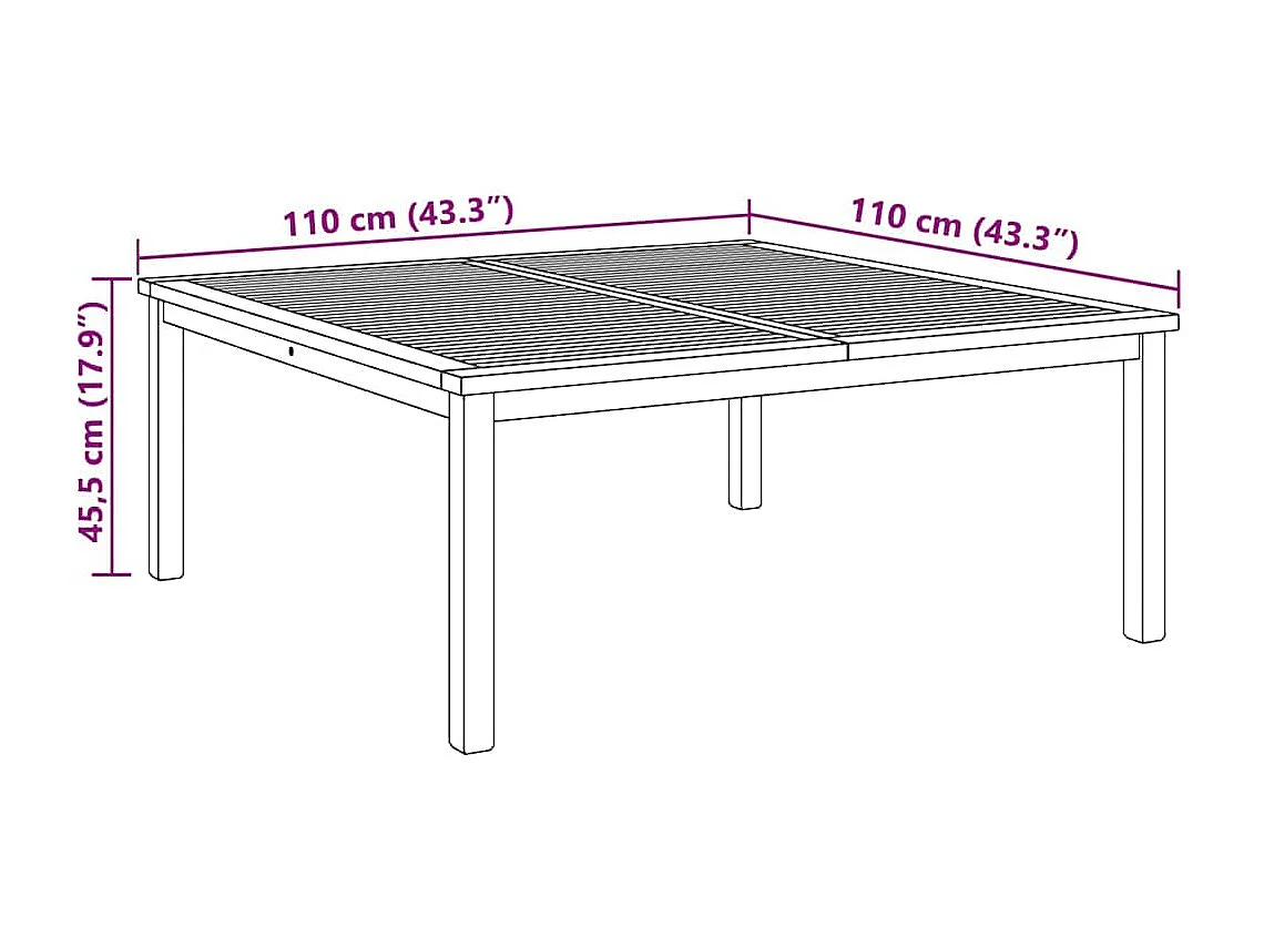 Table basse Marron 110 x 110 x 45 cm Bois de teck solide