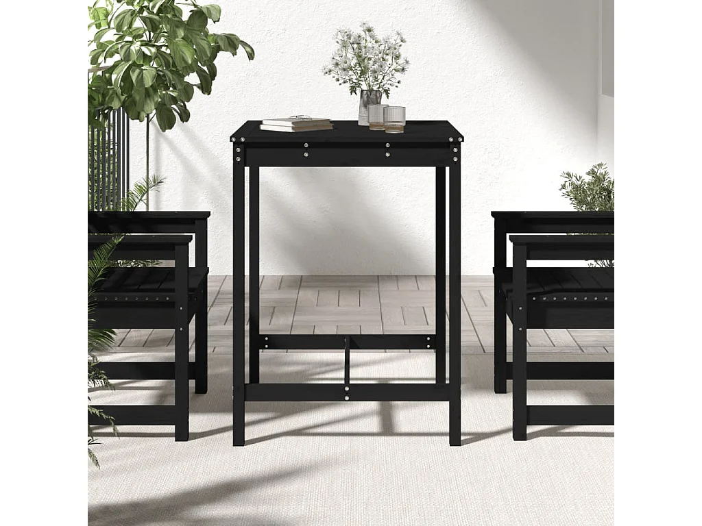 Tavolo da giardino nero 82,5x82,5x110 cm in legno massello di pino