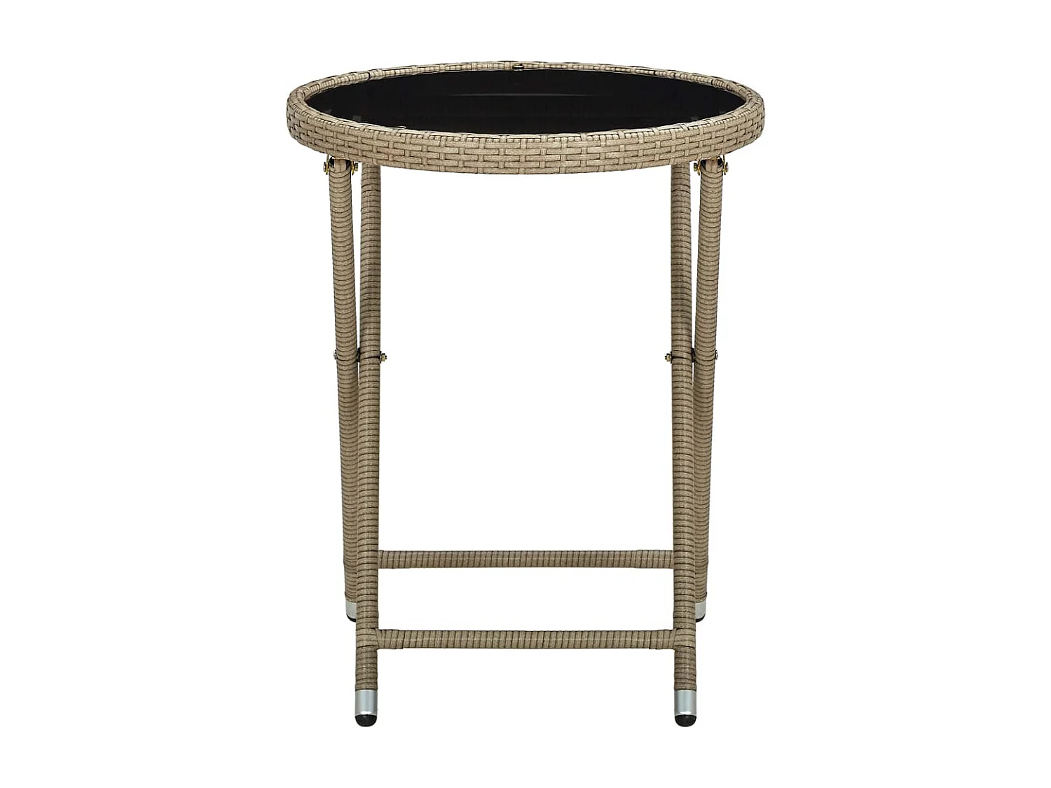 Beige theetafel 60 cm Geweven hars en gehard glas