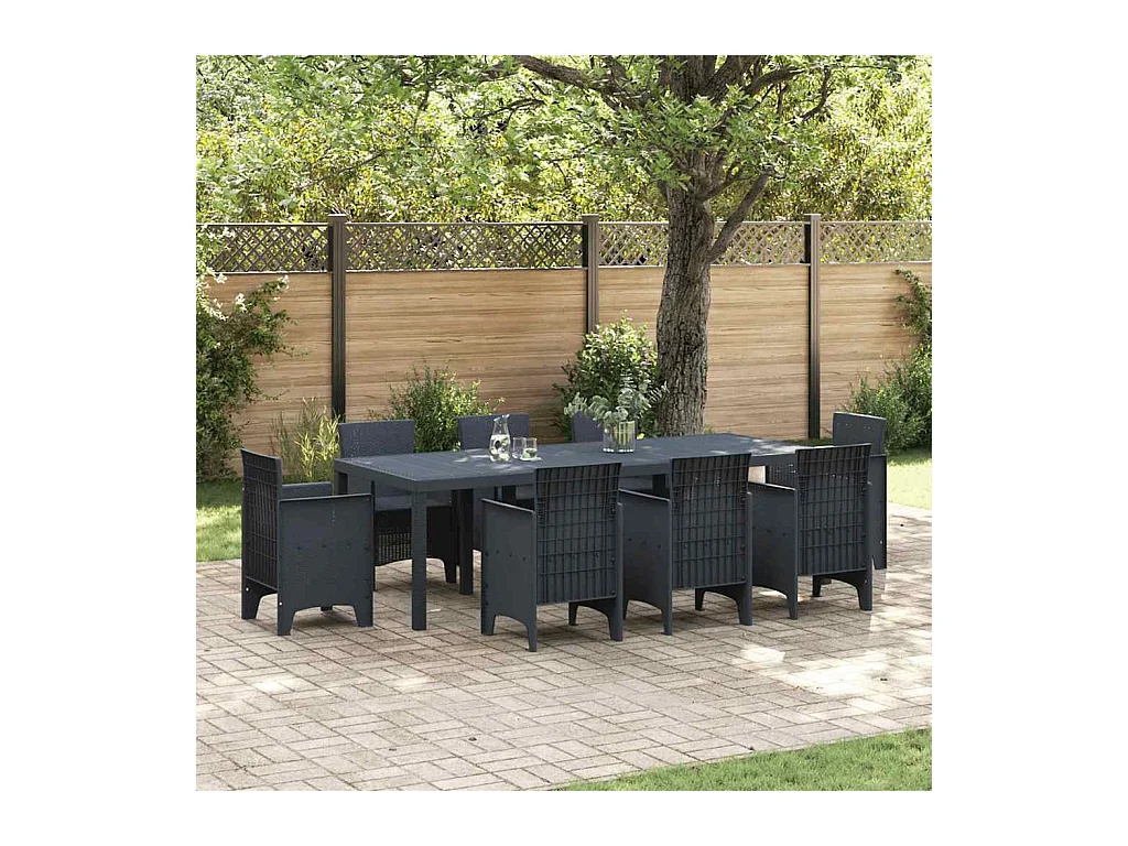 Table de Jardin Anthracite 250 x 100 x 73 cm polyrotin