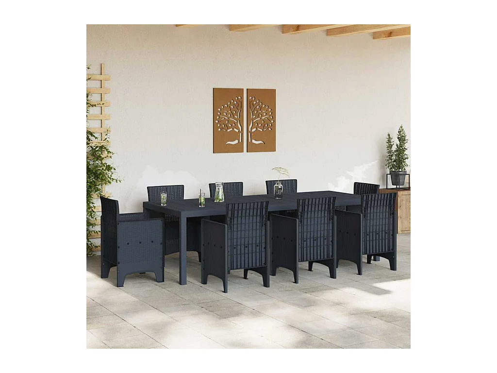 Table de Jardin Anthracite 250 x 100 x 73 cm polyrotin