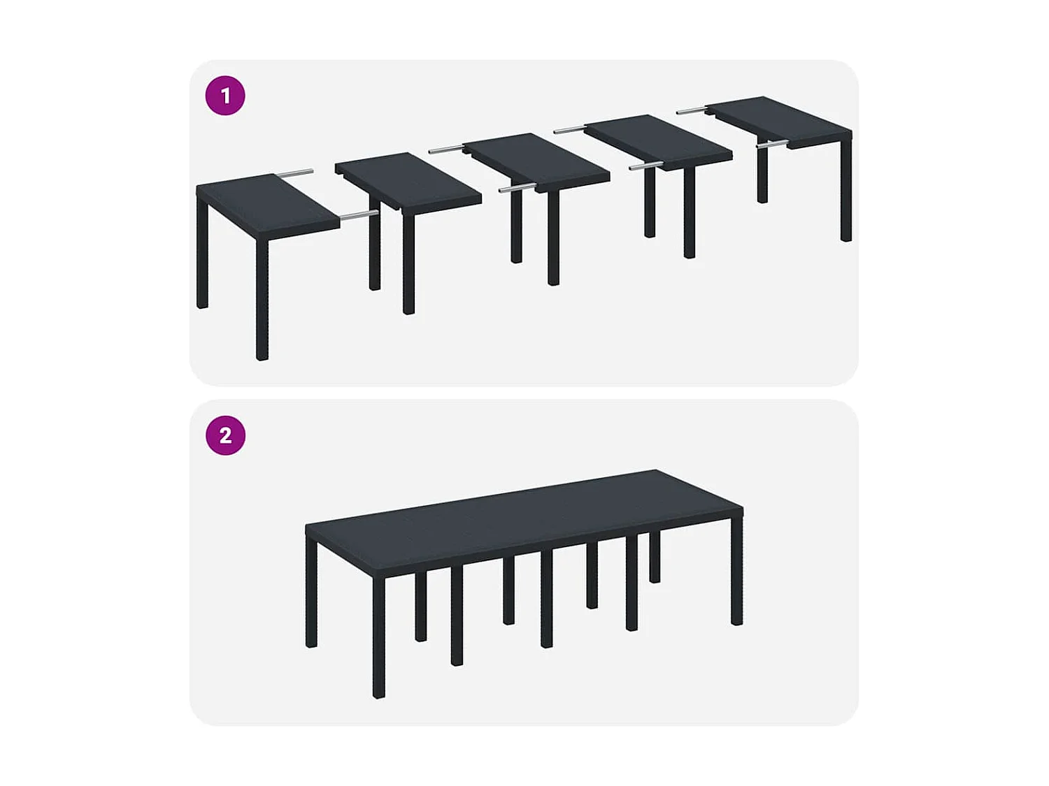 Table de Jardin Anthracite 250 x 100 x 73 cm polyrotin