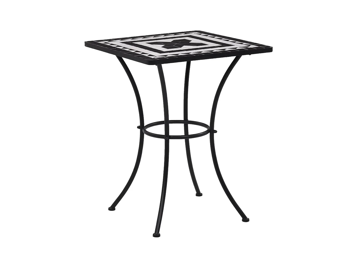 Zwart-witte mozaïek bistrotafel 60 cm Keramiek
