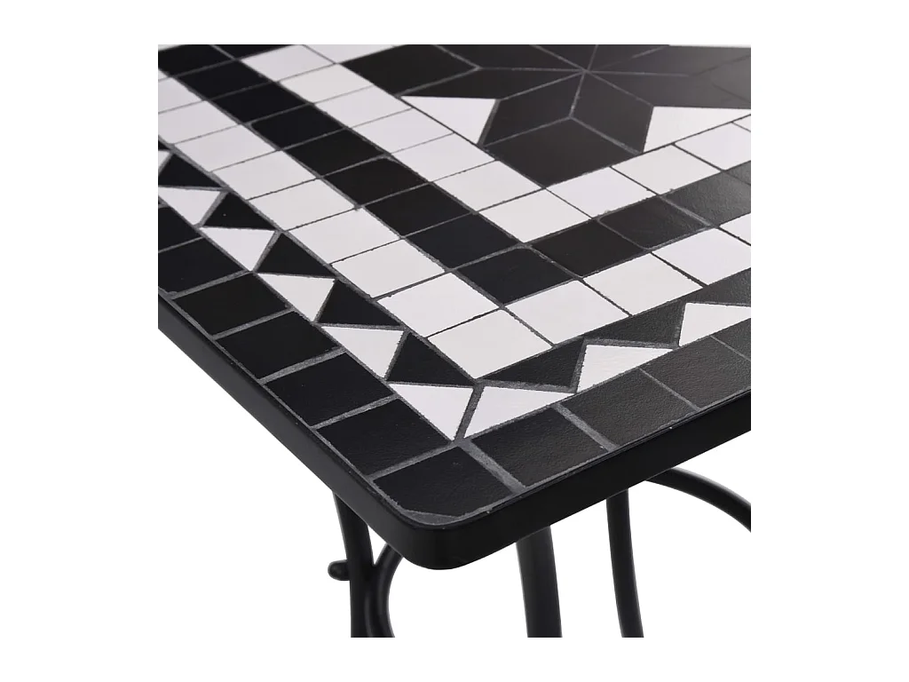 Zwart-witte mozaïek bistrotafel 60 cm Keramiek