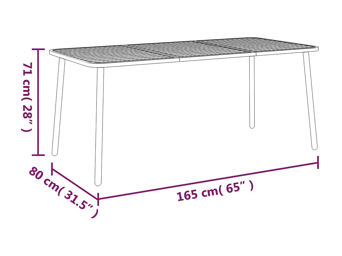 Antraciet tuintafel 165x80x71 cm staal