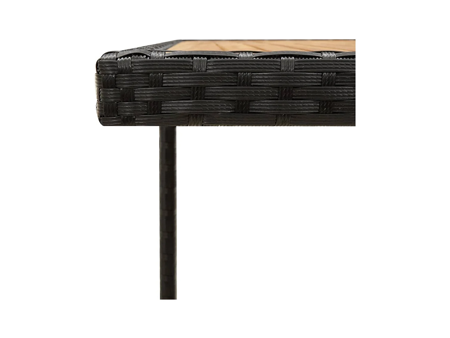 Tavolo da giardino nero 109x107x74 cm Legno massello resina intrecciata