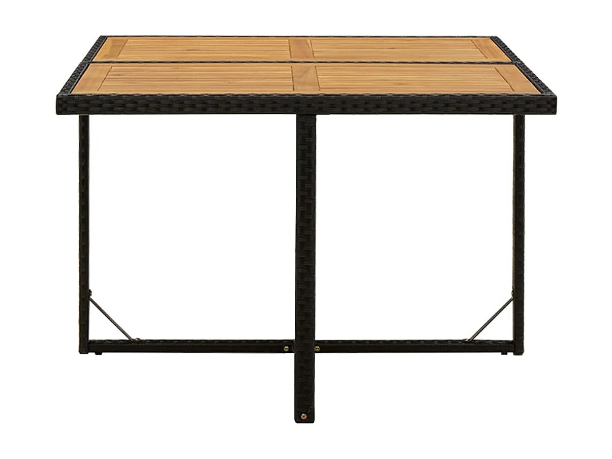 Tavolo da giardino nero 109x107x74 cm Legno massello resina intrecciata