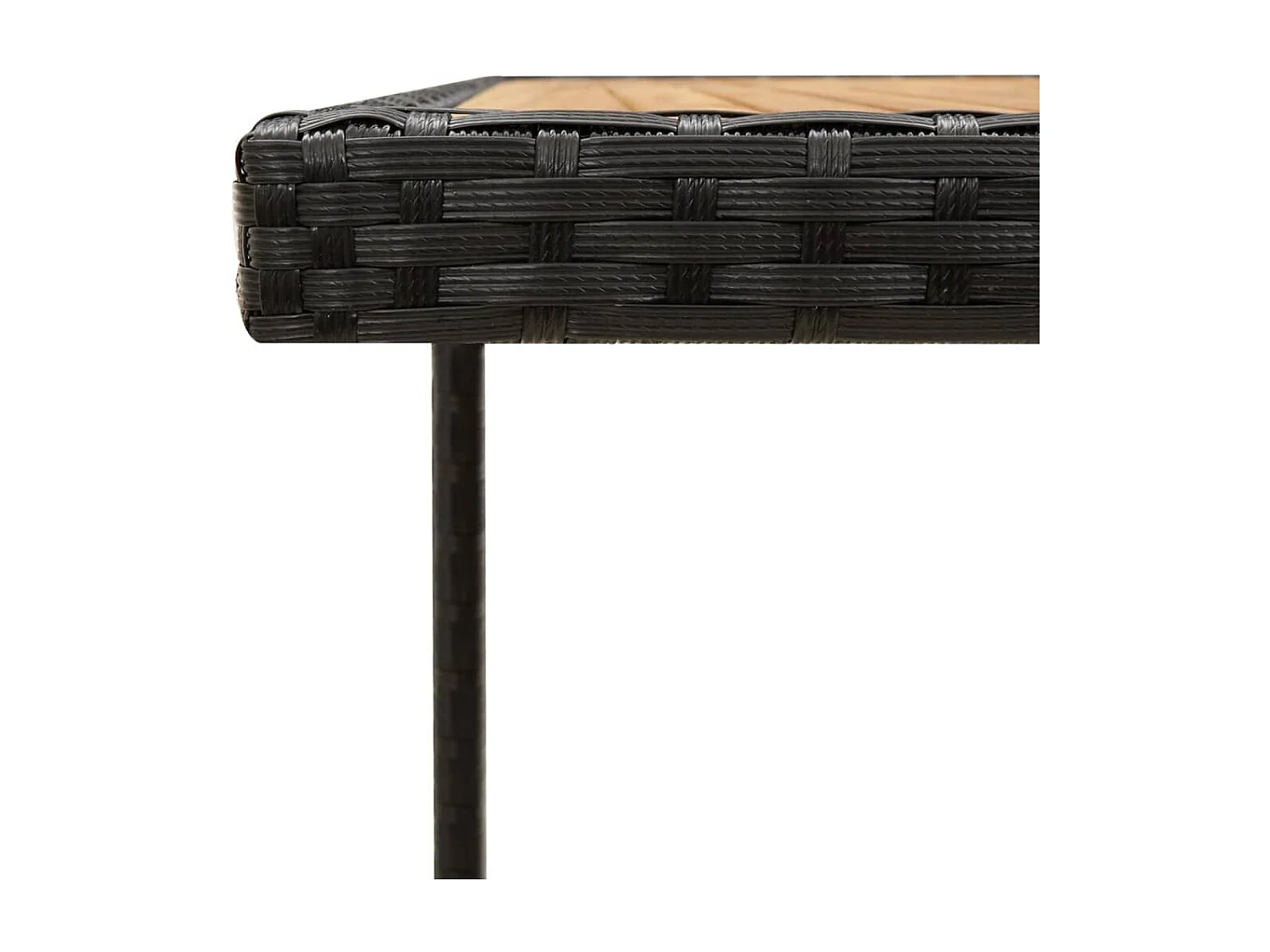 Tavolo da giardino nero 109x107x74 cm Legno massello resina intrecciata