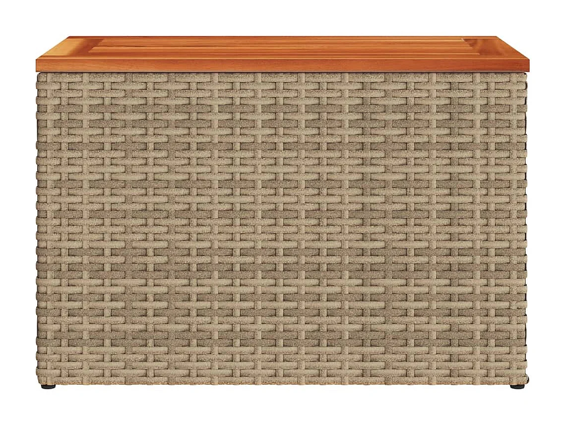 Mesas auxiliares de jardín 2 piezas ratán beige madera maciza