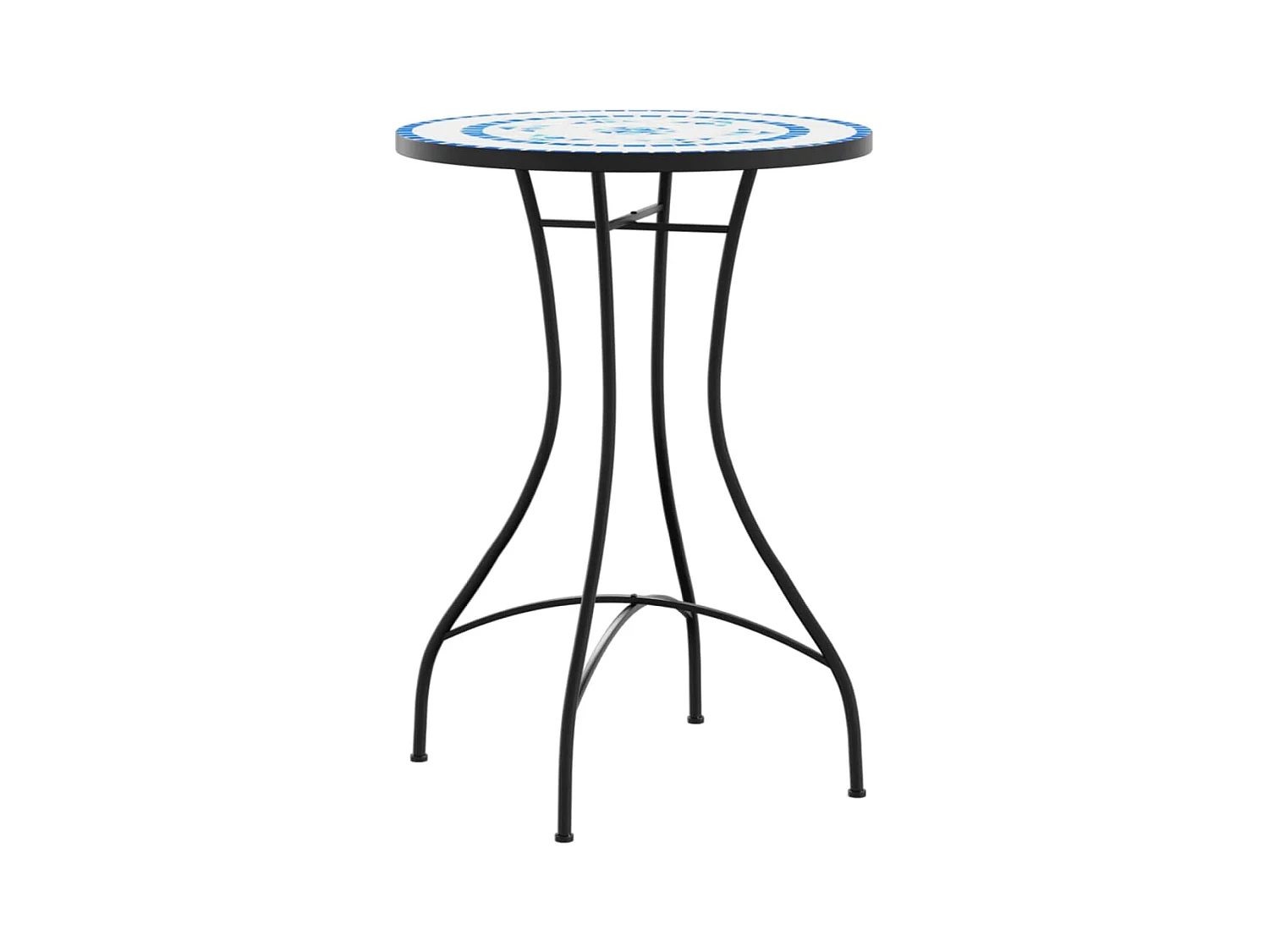 Blauw-witte mozaïek bistrotafel Ø50x70 cm keramiek