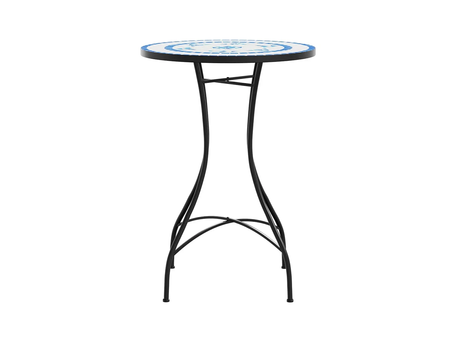 Blauw-witte mozaïek bistrotafel Ø50x70 cm keramiek