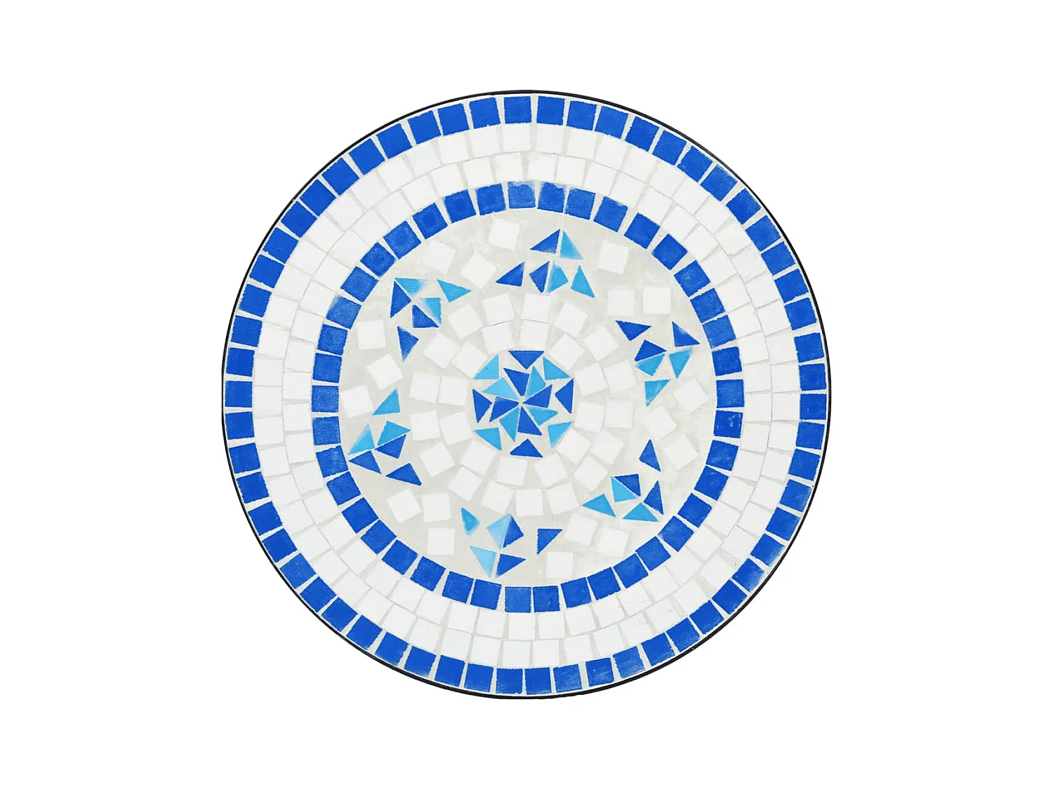 Blauw-witte mozaïek bistrotafel Ø50x70 cm keramiek