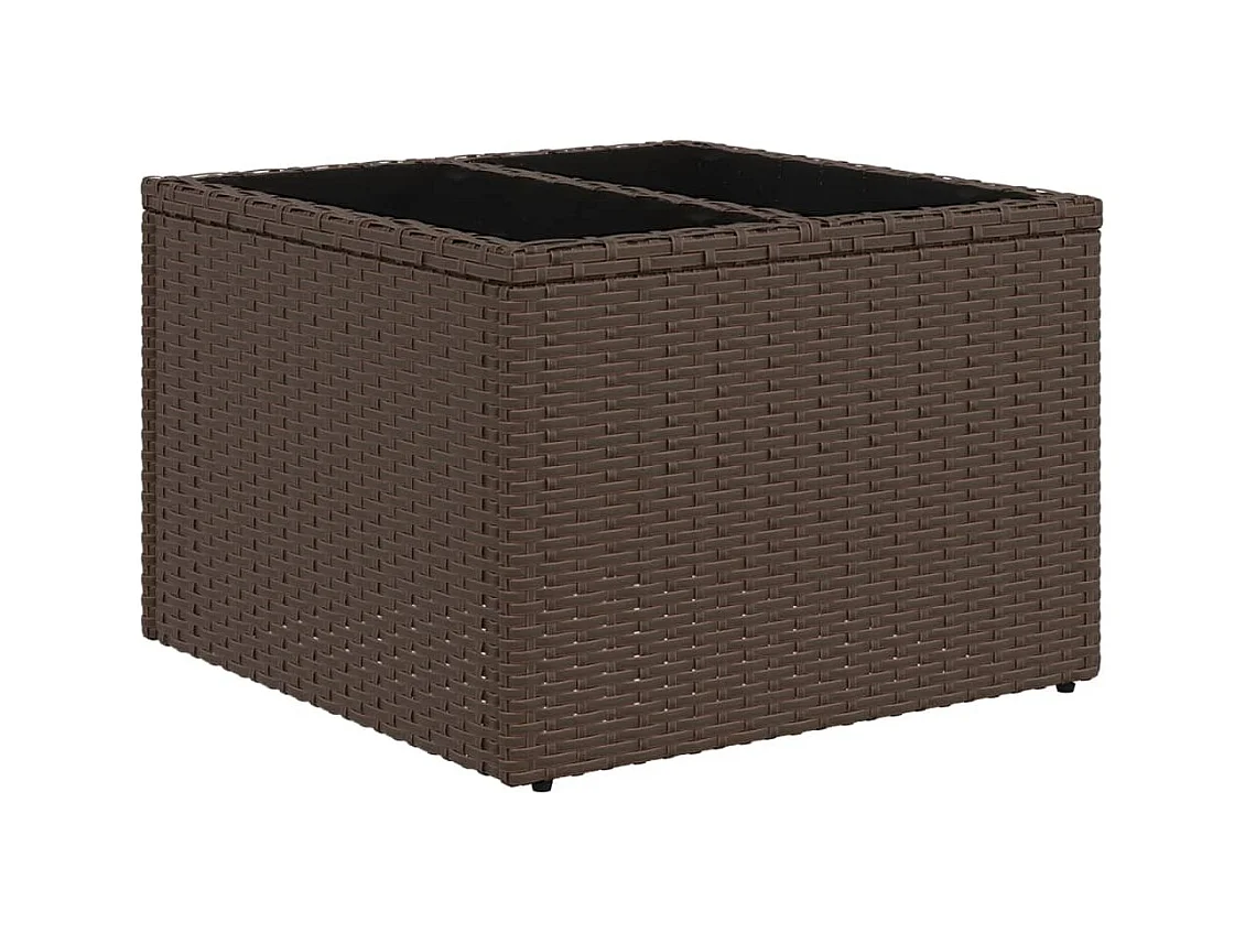 Table de jardin dessus en verre brun 55x55x37 cm résine tressée