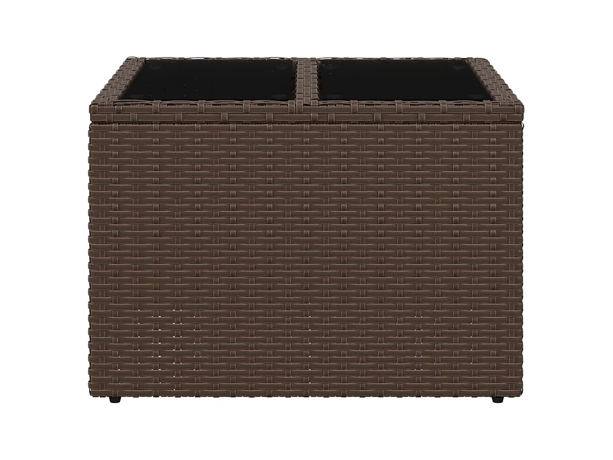 Table de jardin dessus en verre brun 55x55x37 cm résine tressée