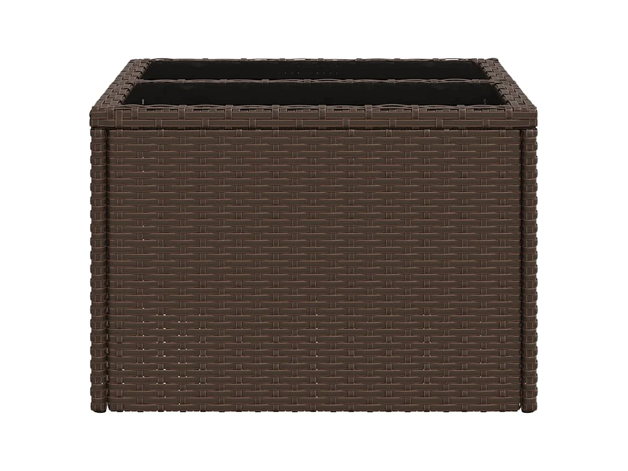 Table de jardin dessus en verre brun 55x55x37 cm résine tressée