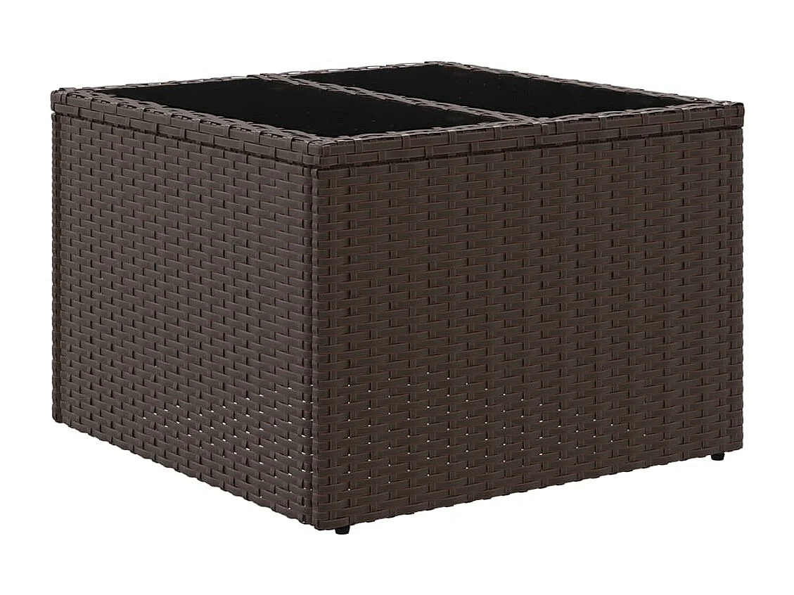 Table de jardin dessus en verre brun 55x55x37 cm résine tressée