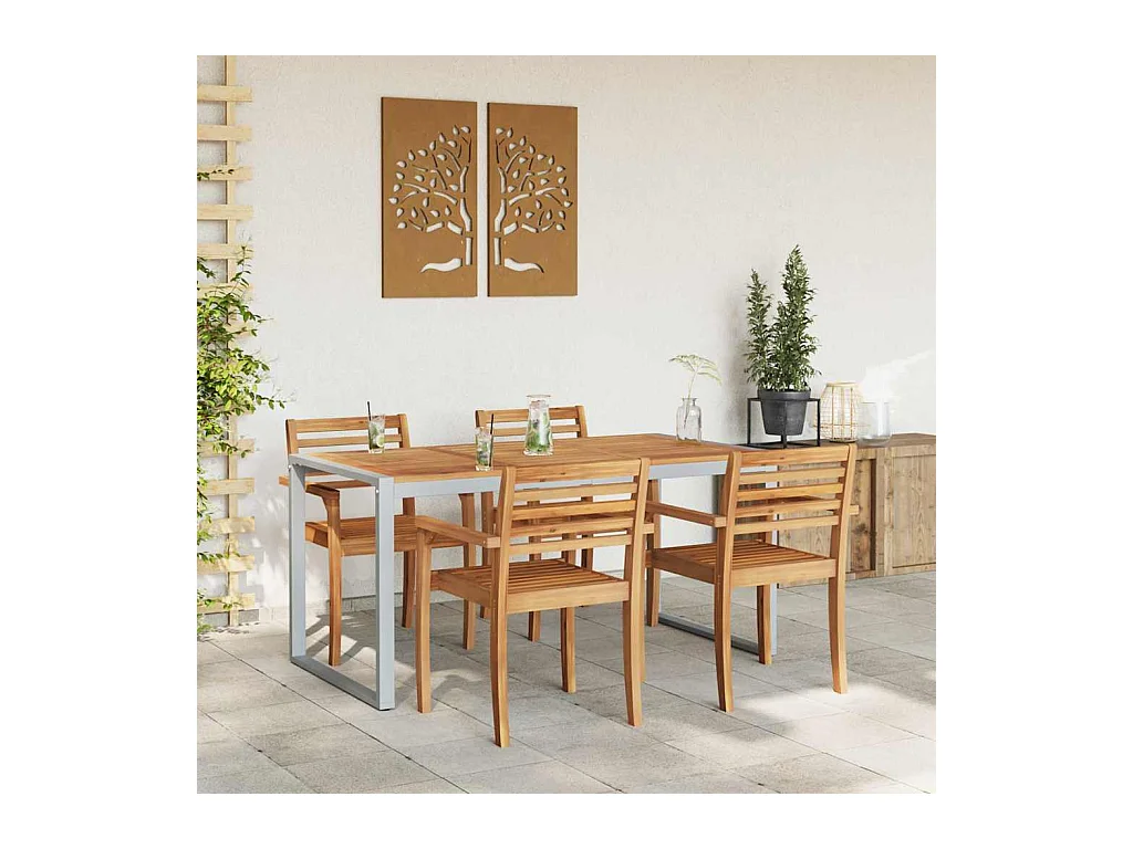 Table de jardin pour repas Gris 160 x 80 x 75 cm
