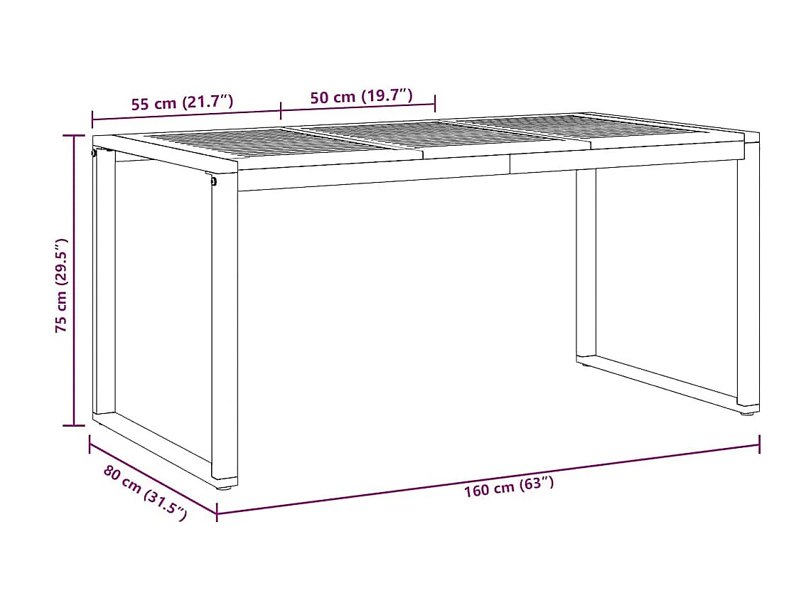 Table de jardin pour repas Gris 160 x 80 x 75 cm