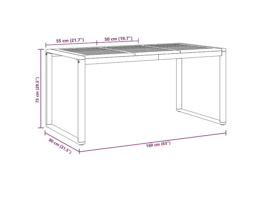 Tavolo da pranzo da giardino Grigio 160 x 80 x 75 cm