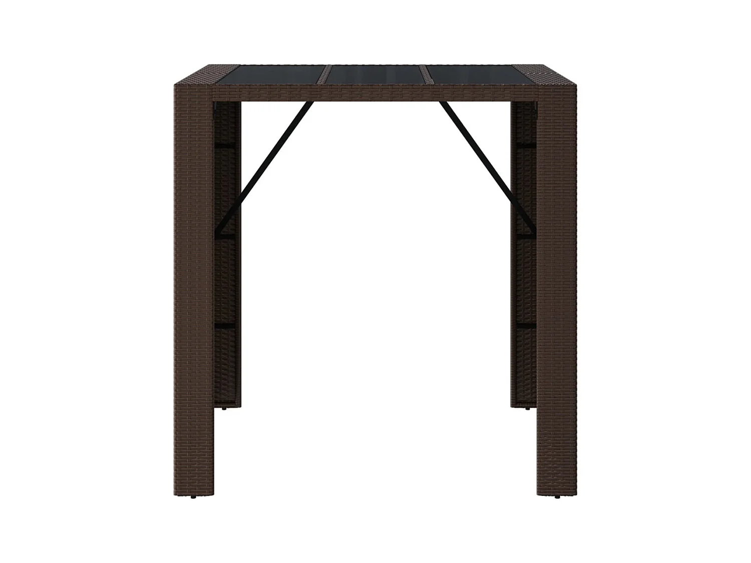 Mesa de bar con tapa de cristal marrón 105x80x110 cm ratán sintético