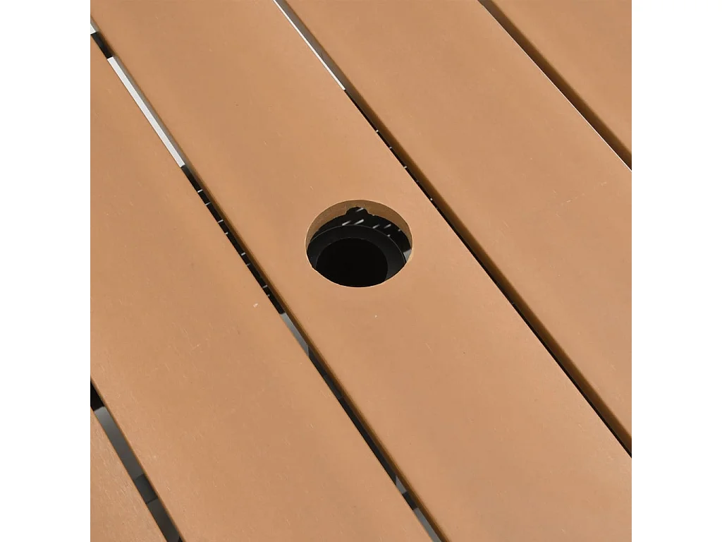 Tuintafel met parasolgat in bruin rieten kunsthars