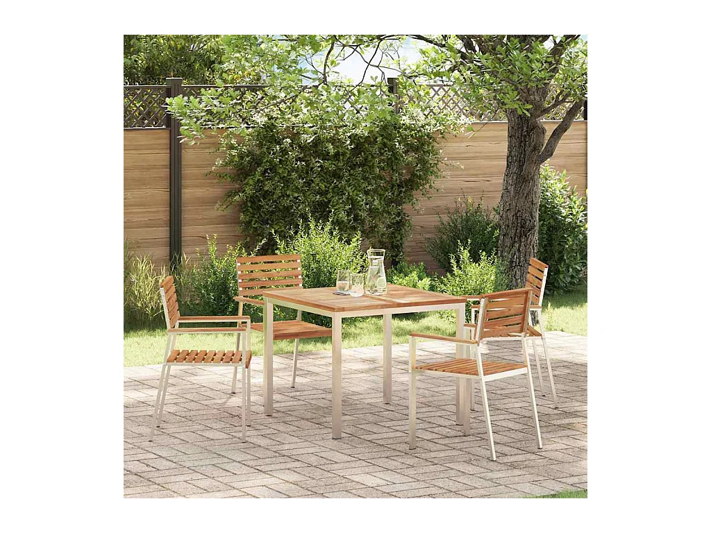 Table à manger d'extérieur Marron Bois de teck solide