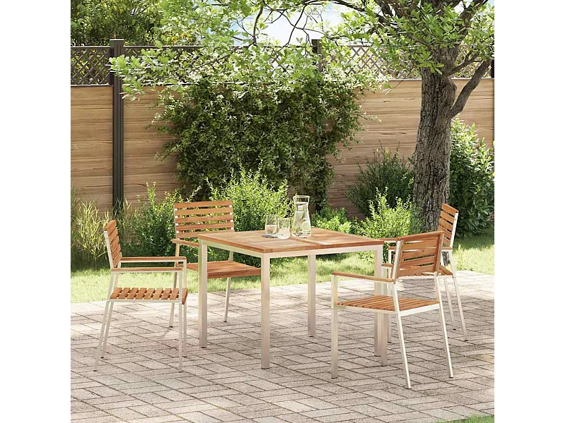 Table à manger d'extérieur Marron Bois de teck solide