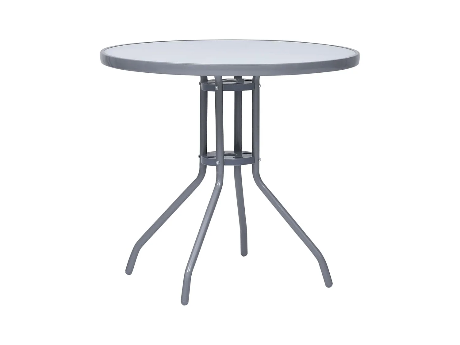 Lichtgrijze tuintafel 80 cm staal en glas