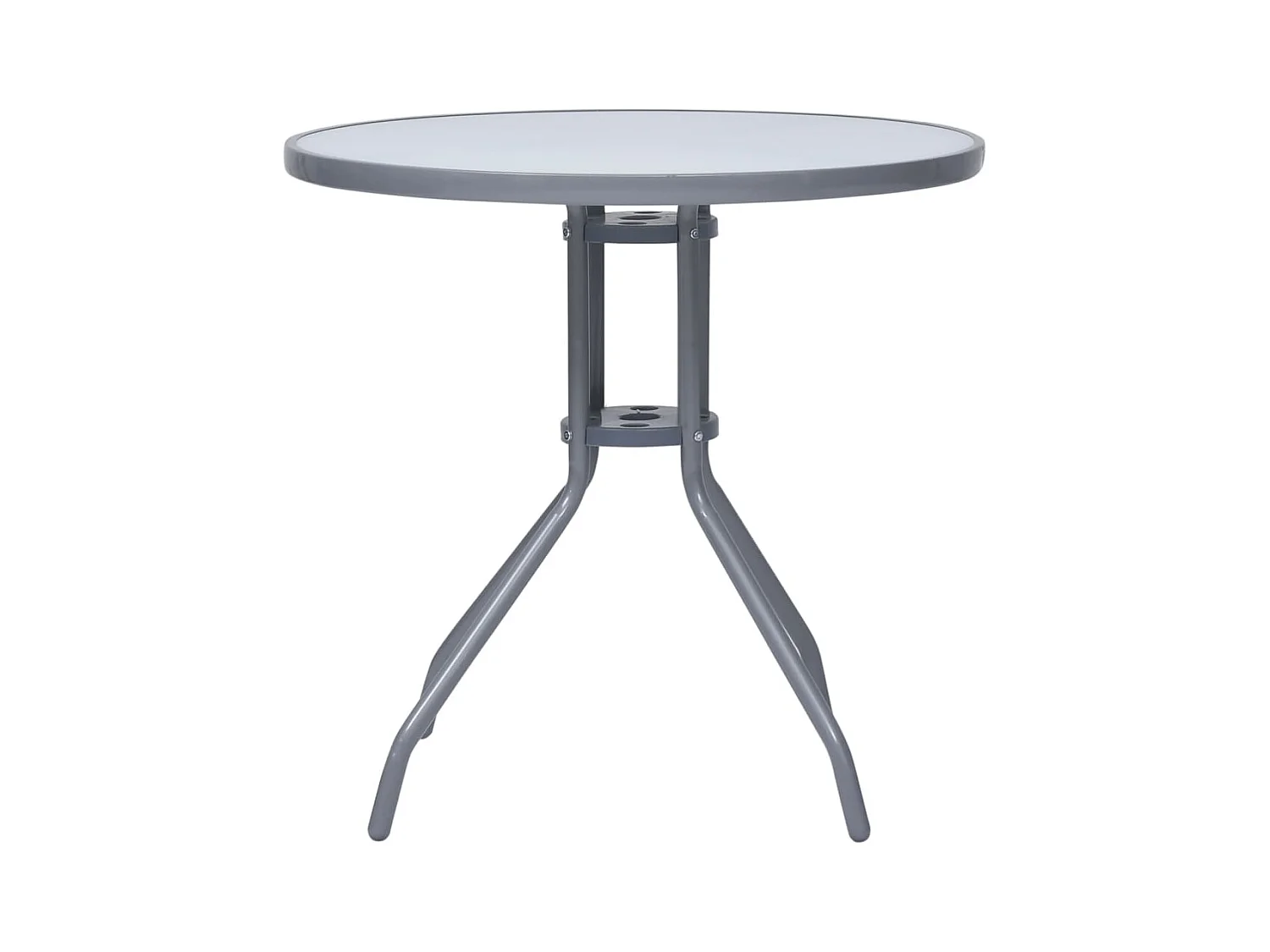 Lichtgrijze tuintafel 80 cm staal en glas