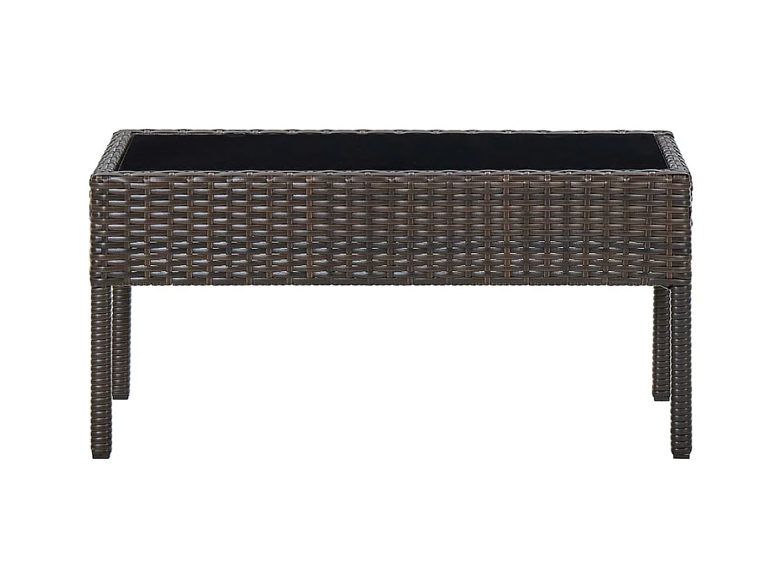 Brauner Gartentisch 75x40x37 cm aus gewebtem Harz