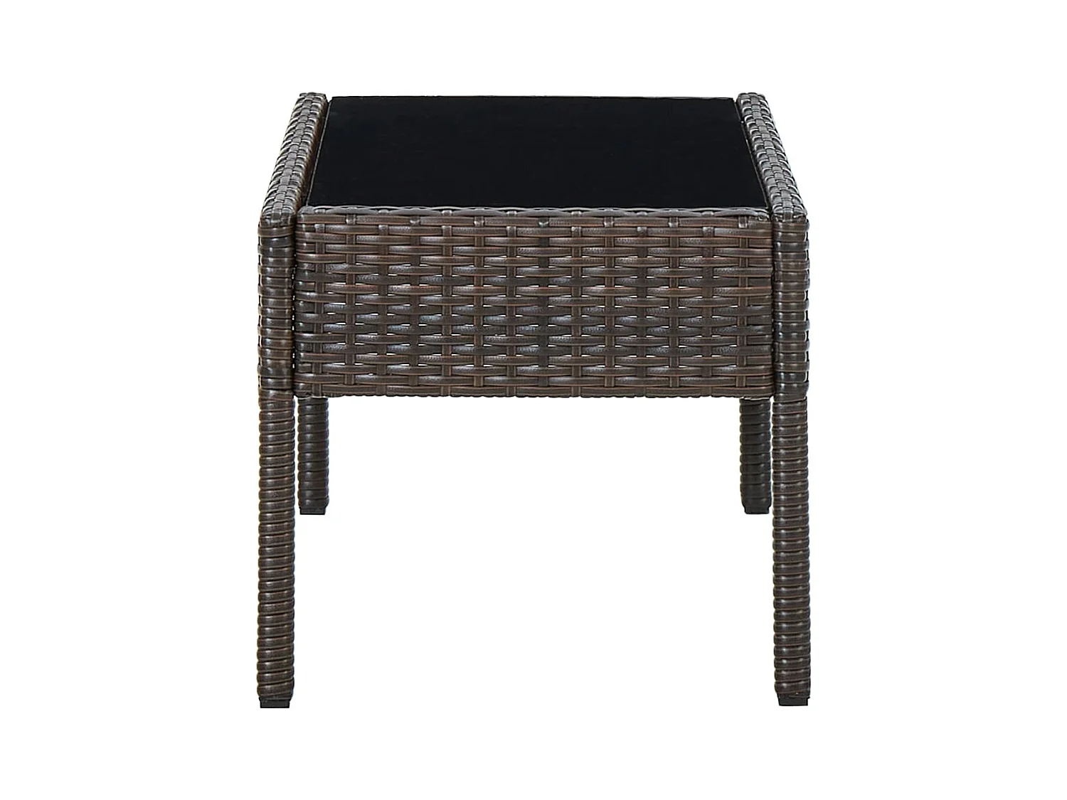 Brauner Gartentisch 75x40x37 cm aus gewebtem Harz