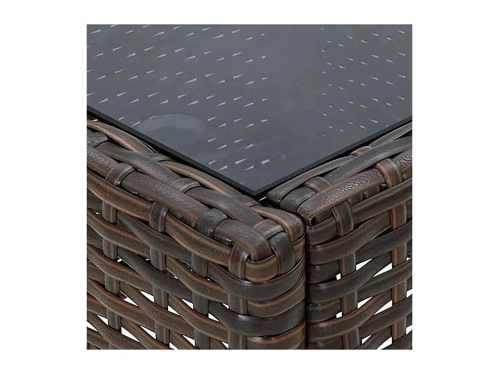 Brauner Gartentisch 75x40x37 cm aus gewebtem Harz