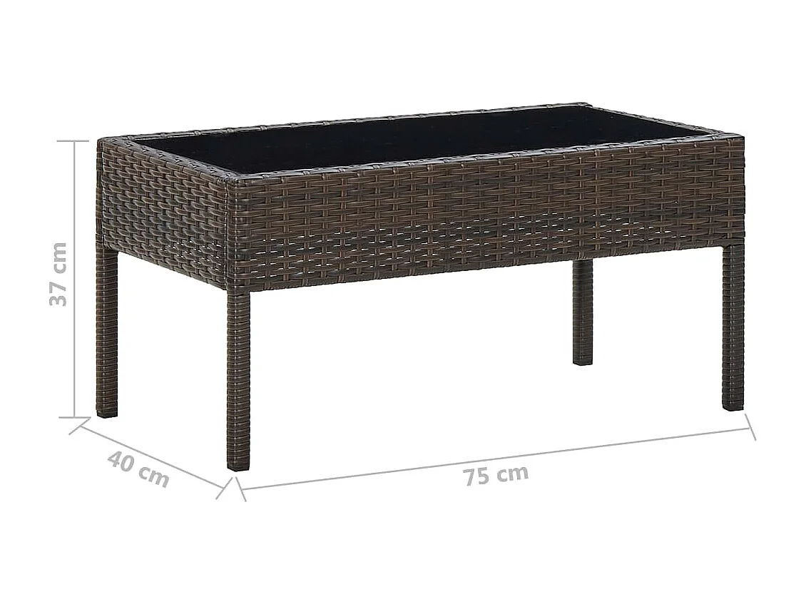 Tavolo da giardino marrone 75x40x37 cm in resina intrecciata