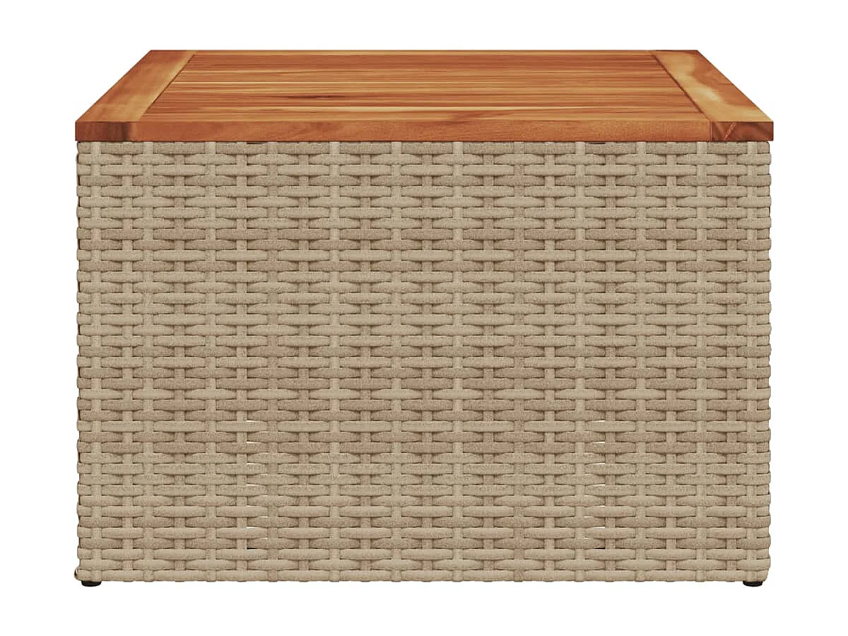 Beige tuintafel 55x55x37 cm gevlochten hars en acaciahout