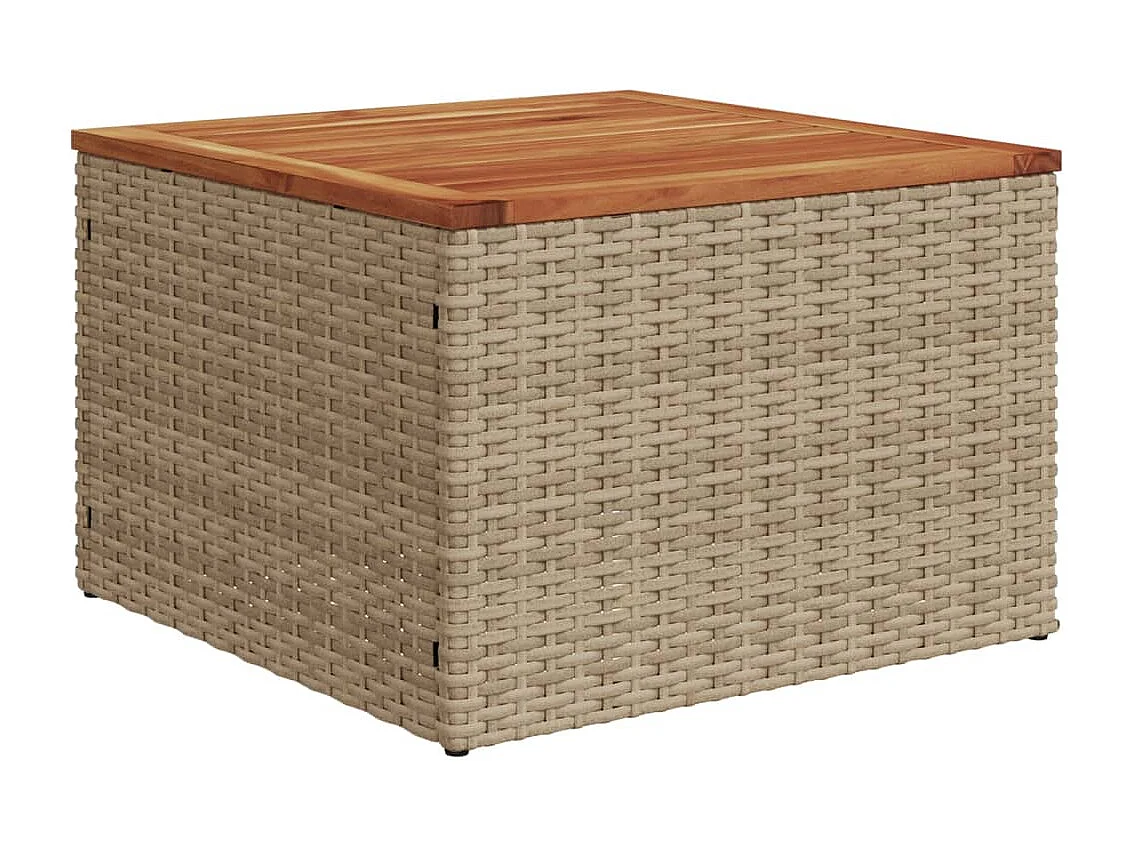 Tavolo da giardino beige 55x55x37 cm in resina intrecciata e legno di acacia