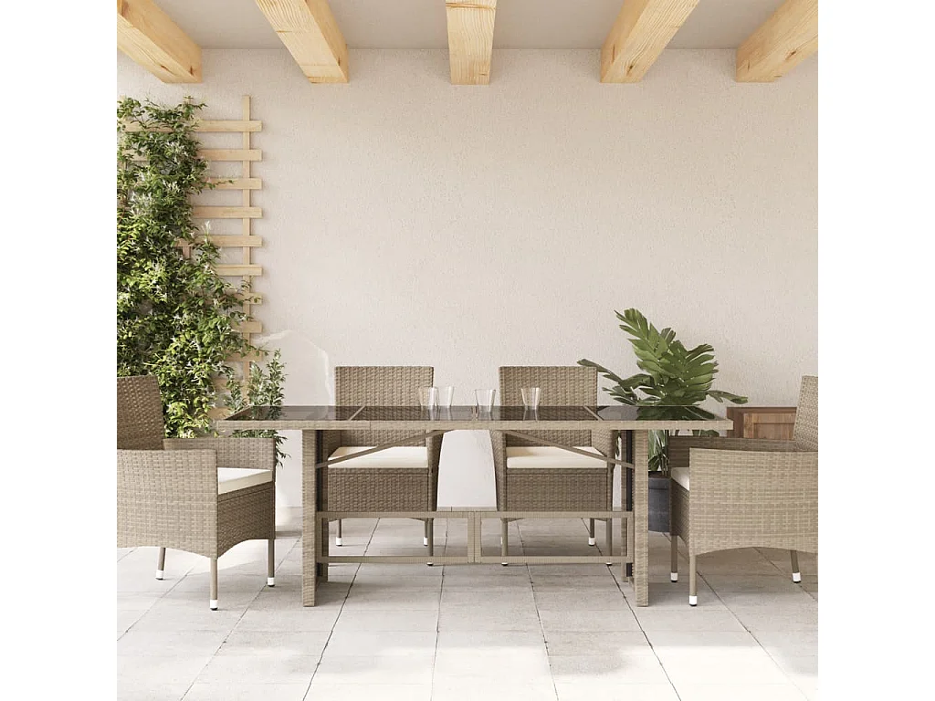 Mesa de jardín con tablero de cristal gris claro 190x80x74 cm