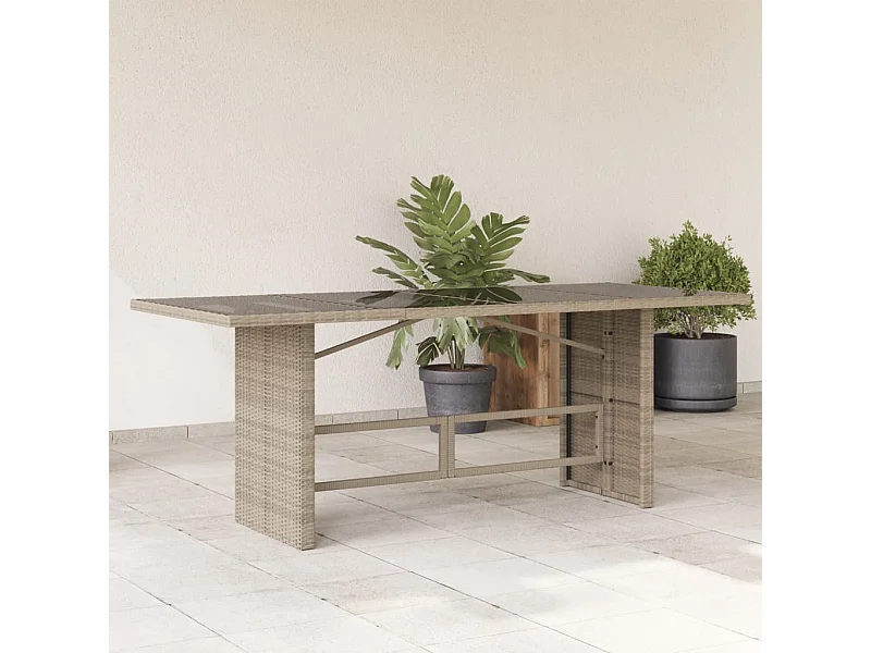 Mesa de jardín con tablero de cristal gris claro 190x80x74 cm