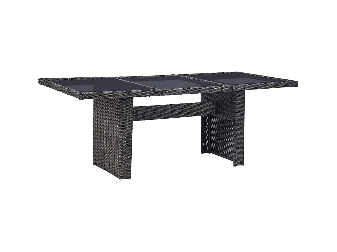 Mesa de comedor negra 200x100x74 cm Cristal y resina trenzada