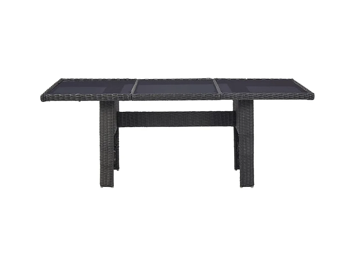 Mesa de comedor negra 200x100x74 cm Cristal y resina trenzada