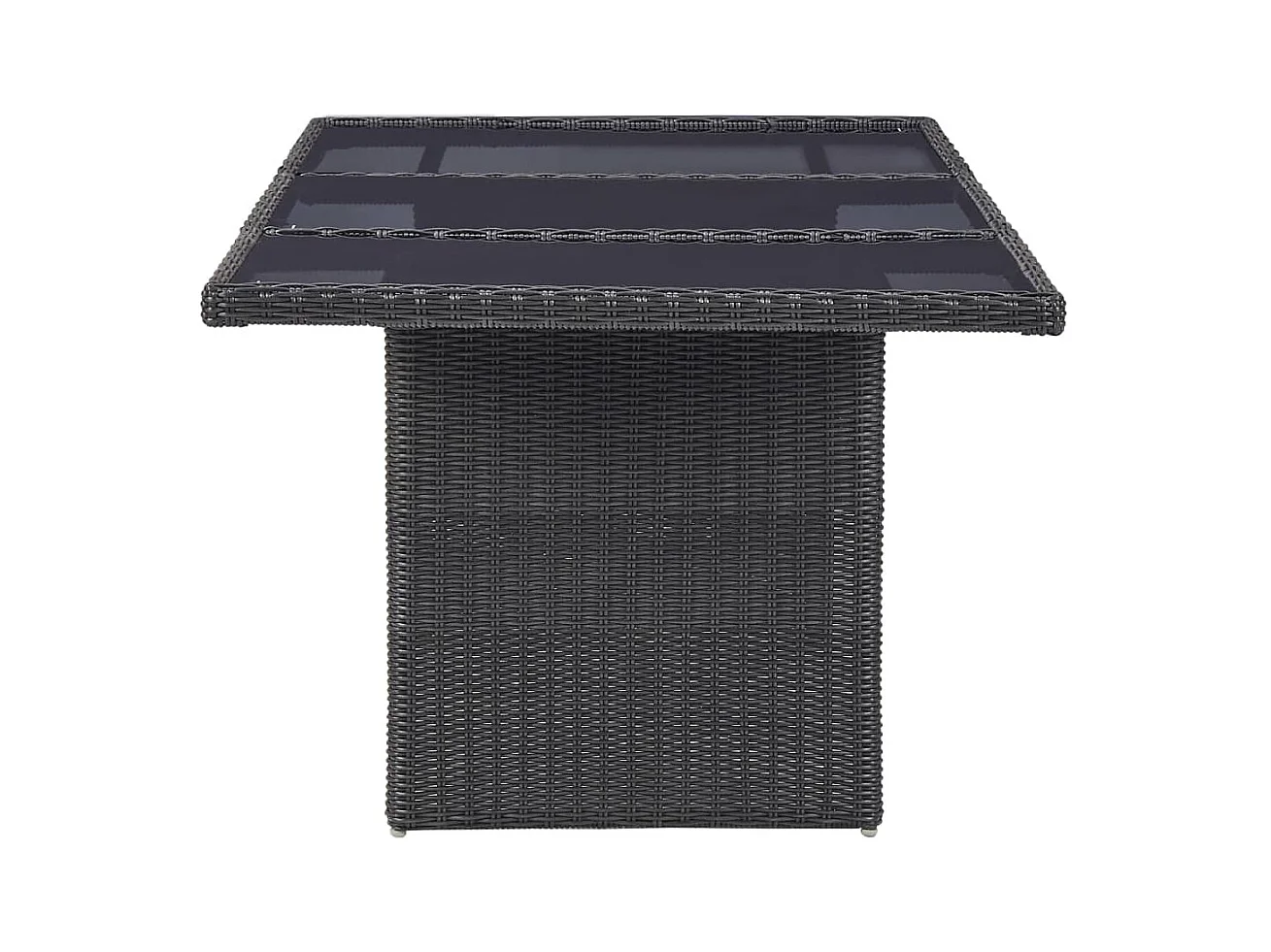 Mesa de comedor negra 200x100x74 cm Cristal y resina trenzada