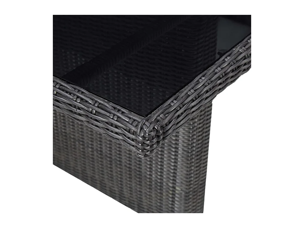 Mesa de comedor negra 200x100x74 cm Cristal y resina trenzada