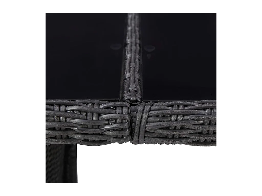 Mesa de comedor negra 200x100x74 cm Cristal y resina trenzada