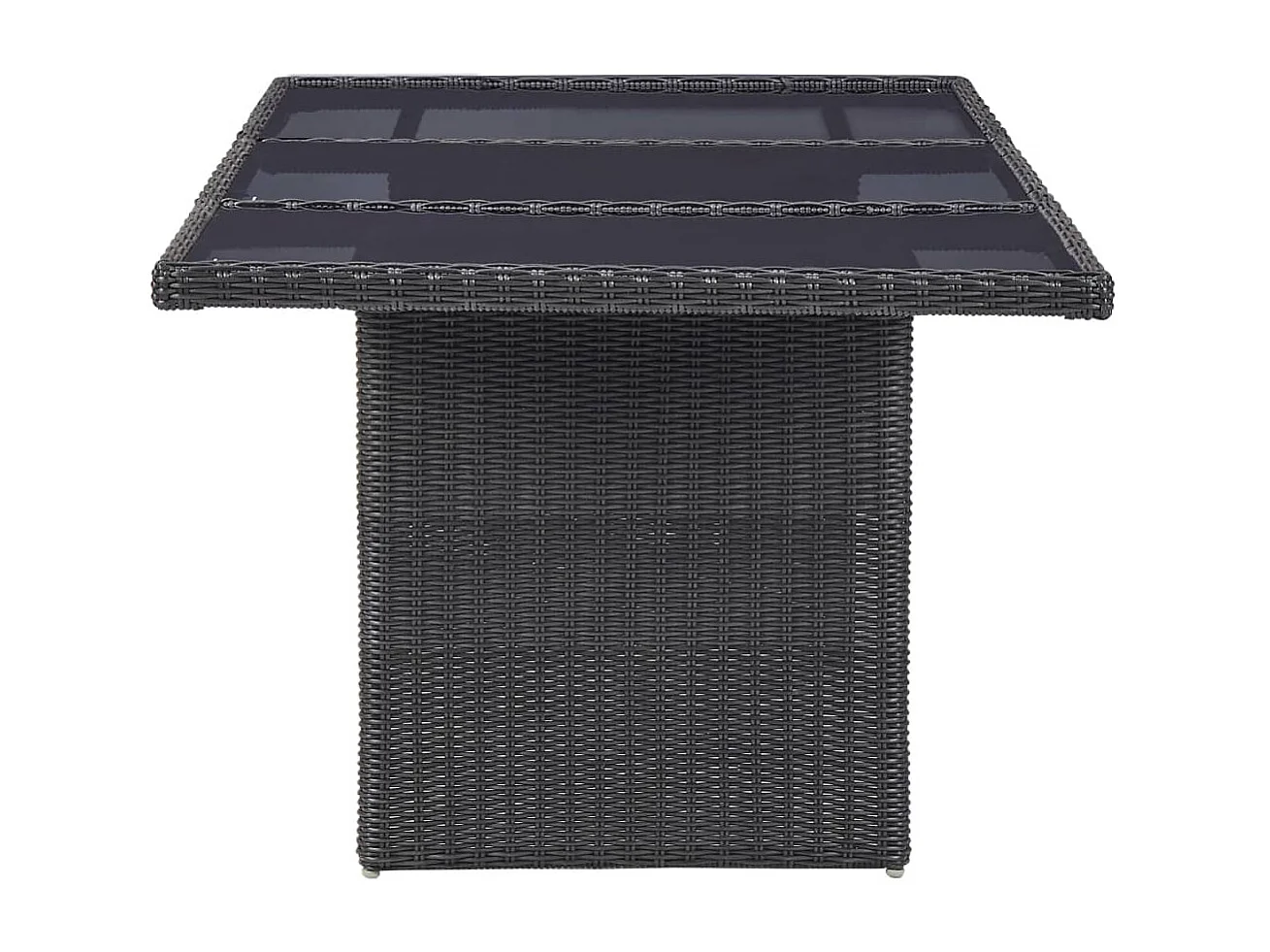 Tavolo da pranzo nero 200x100x74 cm Vetro e resina intrecciata