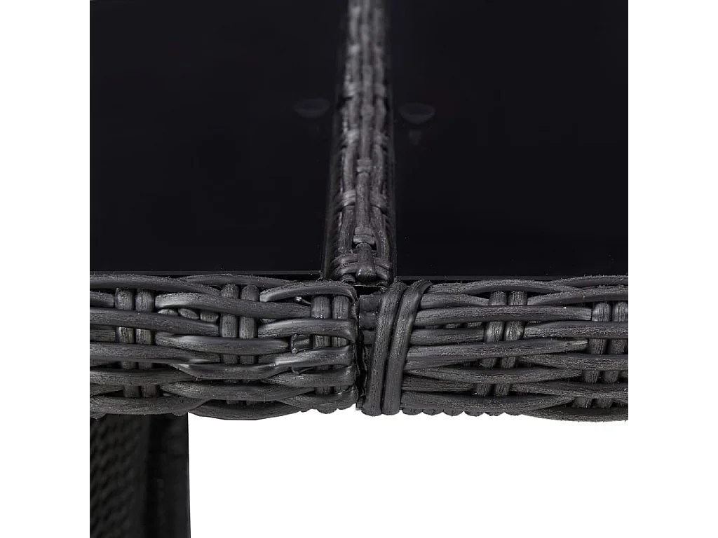 Tavolo da pranzo nero 200x100x74 cm Vetro e resina intrecciata