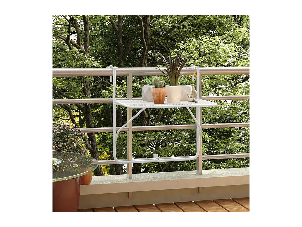 Table de balcon Blanc 60x40 cm Acier