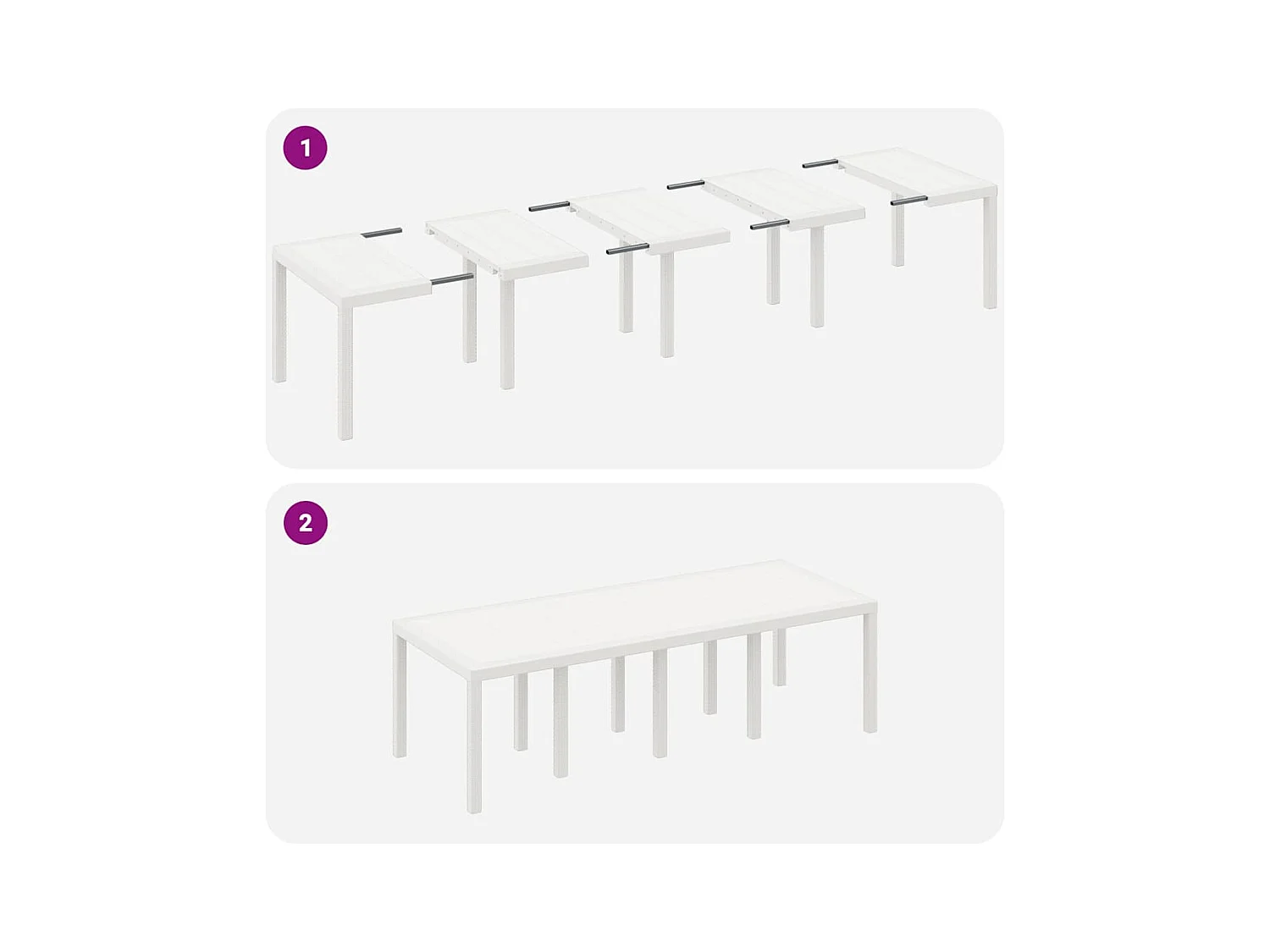 Table de Jardin Blanc 250 x 100 x 73 cm polyrotin