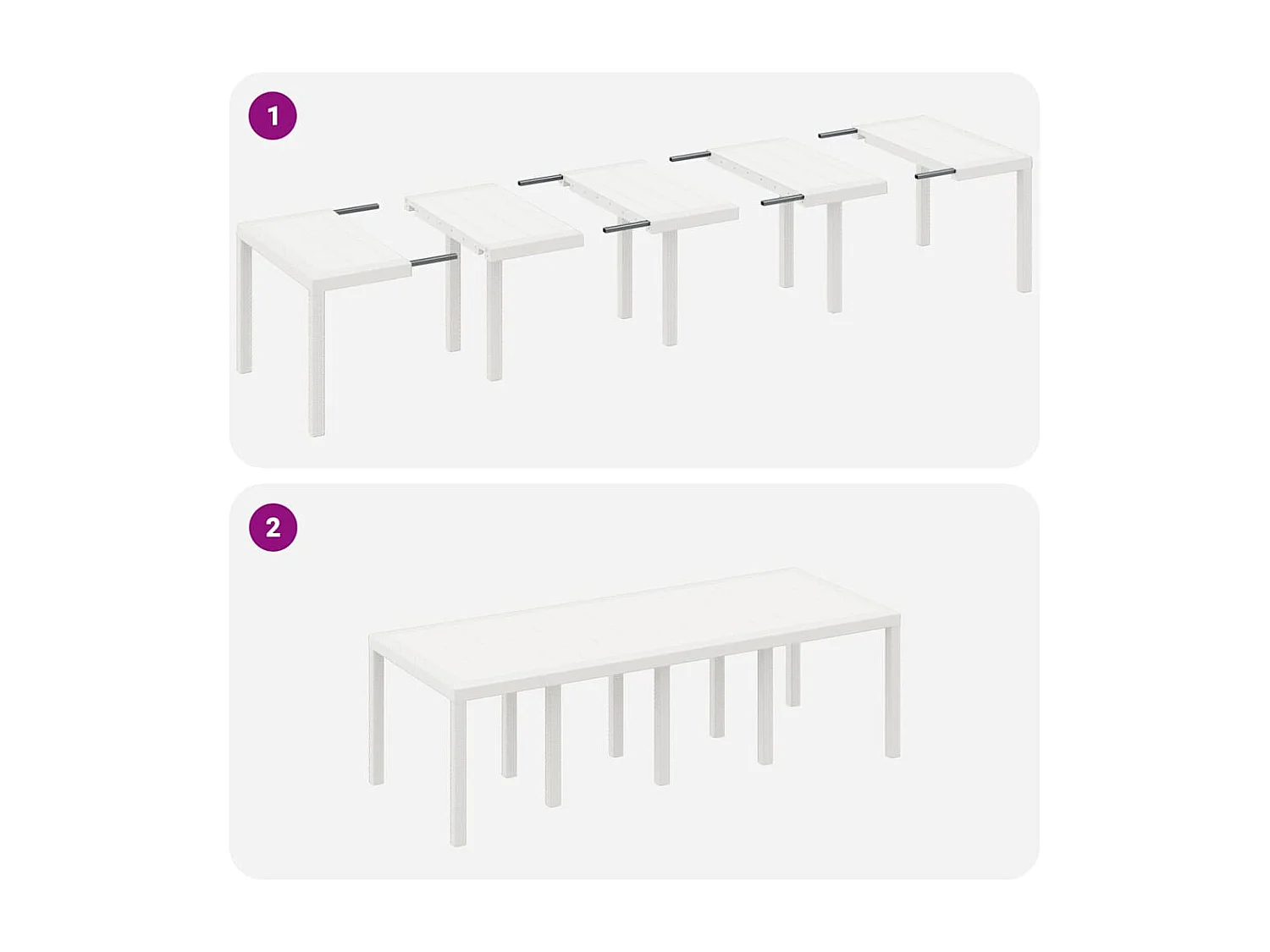 Table de Jardin Blanc 250 x 100 x 73 cm polyrotin