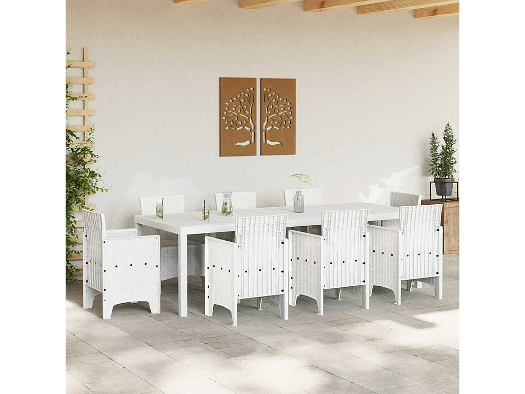 Tavolo da giardino bianco 250 x 100 x 73 cm in polyrattan