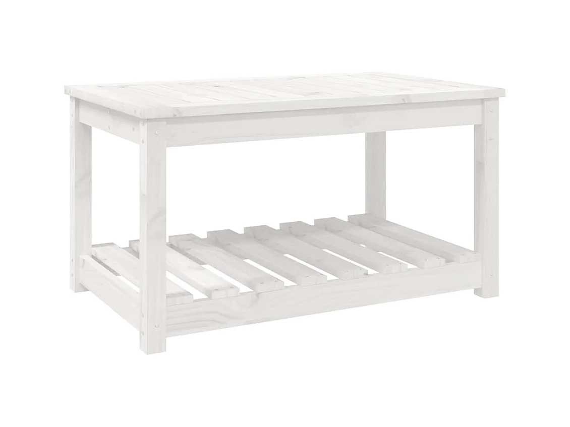 Table de jardin blanc 82,5x50,5x45 cm bois massif de pin
